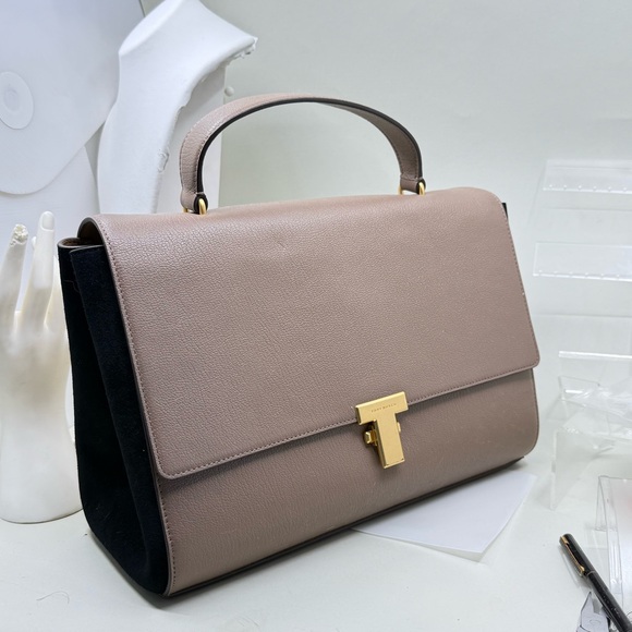 Tory Burch Juliette taupe gold Leather satchel crossbody bag - Picture 11 of 11